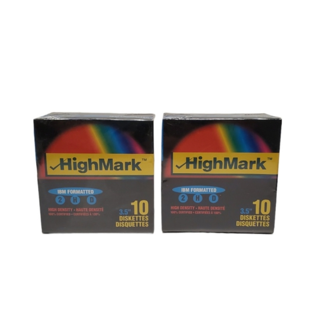 3.5" Floppy IBM Formatted HighMark 2HD High Density Diskettes 10 Floppy Disks.